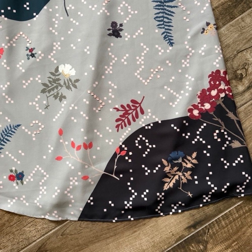 Anthropologie x SAHIL KOCHHAR Koyal Floral Applique Midi Skirt, (Sky)Gray Blue,M - Picture 11 of 13